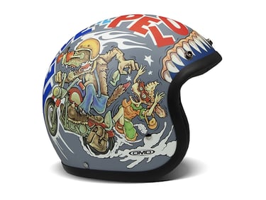 Kask motocyklowy otwarty z grafiką z wilkiem DMD Vintage Wolf