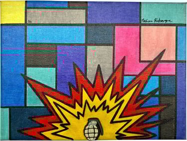 Toile tableau lampe Ligne couleurs maxime Risbourque