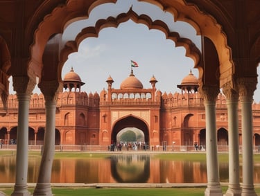 a large brick building with a flag on top of it