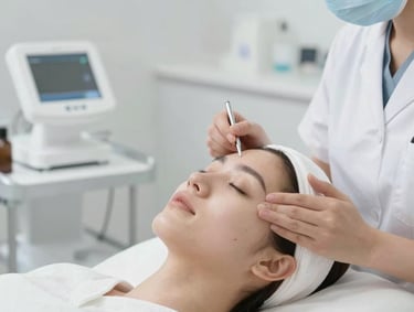 a man riding a skateboard down a street next to tall buildings