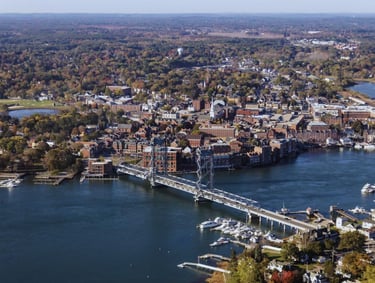 Aerial View of Downtown, Rockingham County, NH