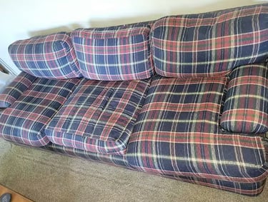 3-Seat Traditional Plaid Fabric Sofa The Peterson Exchange 