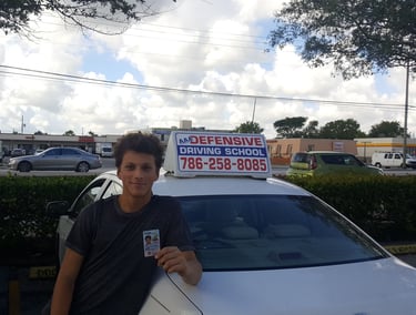 Student passing the driving test.
