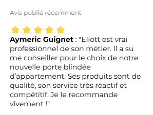 Client satisfait de son installation de porte blindée