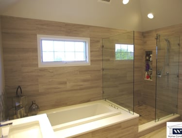 Palatine bathroom design and remodeling project with modern tile and fixtures