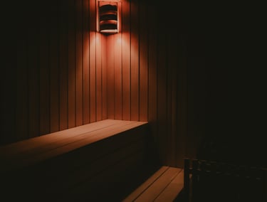 a wooden bench with a light on it