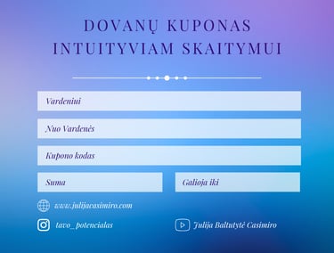 Dovanų kuponas būrėja būrimas intuityvios paslaugos