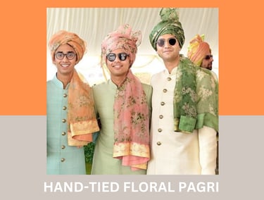 Hand-Tied floral pagri by geet events