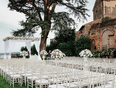 Destination wedding set up in Amalfi Coast town of Ravello; Photo by GianCarlo Films on Unsplash