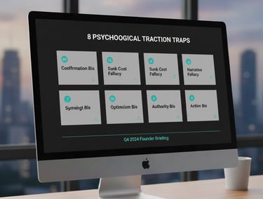Diagram highlighting common psychological mistakes founders make when presenting traction.