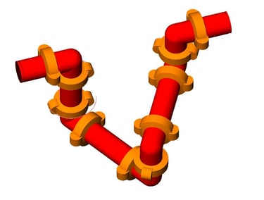 a red pipe pipe with a red pipe pipe and a red pipe