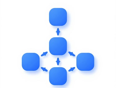 a blue and white box with squares on it