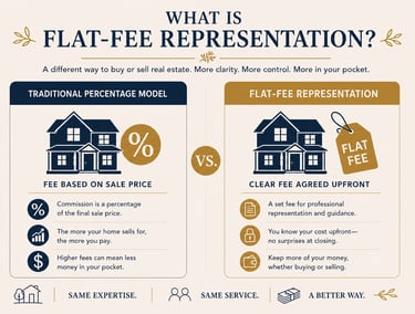 Flat fee real estate representation compared with traditional commission pricing