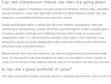 Cap rate compression meaning - written by a generalist