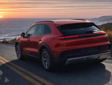 Traseira do novo Porsche Cayenne Electric S com 657 cv e autonomia de até 650 km