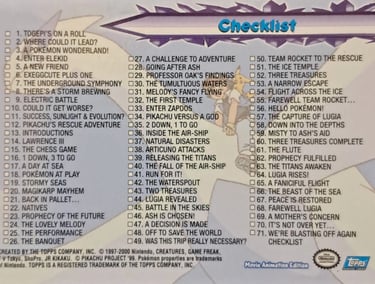 Checklist Topps Pokémon Movie 2000 back