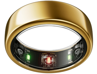 gold oura health tracking ring in gold