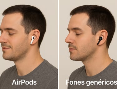 um homem com fones de ouvido e fones de ouvido em seus fones de ouvido