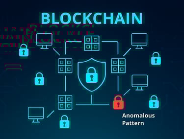 uma blockchain com um cadeado e um cadeado nela