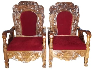 Luxury Carved Armchair β Premium Teak Wood Royal Furniture