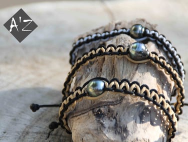 bracelets tressés en perle de Tahiti 