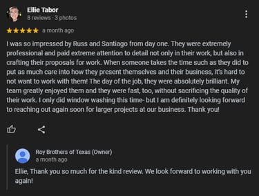 Roy Brothers of Texas Google Review