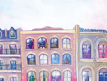 Illustrations from Bruno & Frida Go To Paris by New Orleans artist Melissa Vandiver.