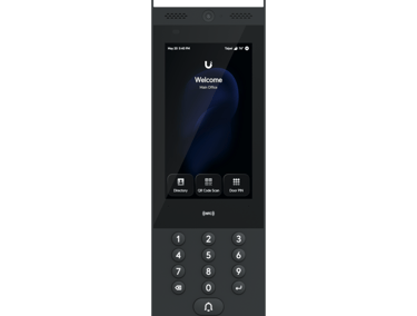 Unifi G3 Intercom device with full touchscreen display, built-in keypad, call directory, and smart entry controls 