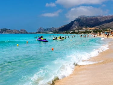 Falasarna Beach with sand and turquoise sea near Kissamos