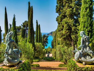 Gardens overlooking the sea at Jardins de Santa Clotilde