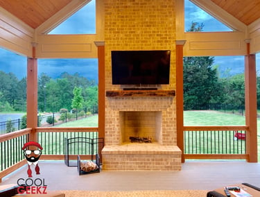 brick fireplace tv install by Cool Geekz
