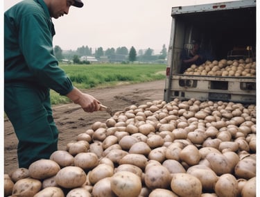 A refrigerated cargo ship loaded with crates of fresh onions ready for export.