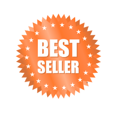 Orange Best Seller badge icon with white stars and text for e-commerce products.
