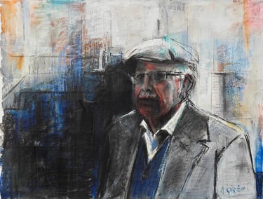 Retrato de Francesc, pastel y óleo del artista Argi Girón. Portrait, painter, artist, oil, pastel