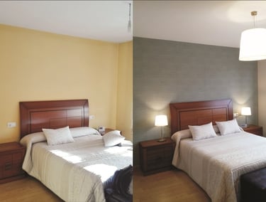 Pintores en Cáceres pintando interiores de vivienda con acabados profesionales