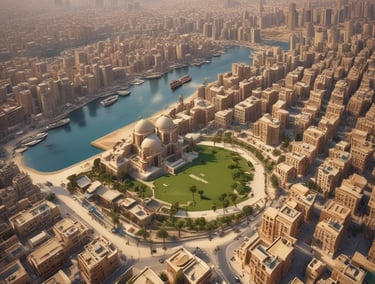 An aerial view of a bustling cityscape, representing economic development and opportunities.