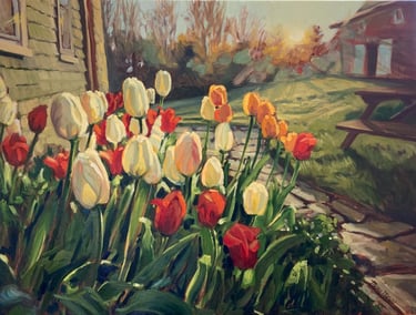 MORNING TULIPS- Painting by Mary Morey