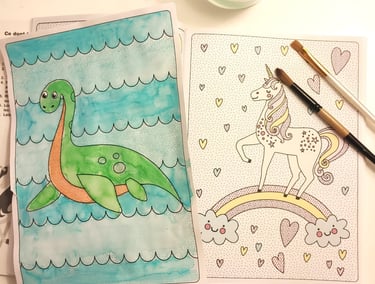 Paint with water and brushes