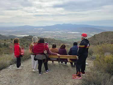 Vista del Valle del Guadalentín desde la Sierra de Carrascoy con Sierra Espuña enfrente y la Muela