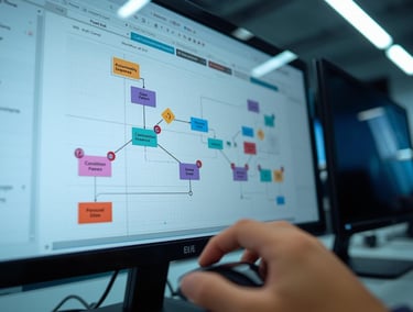 Email automation workflow builder interface with connected sequence nodes