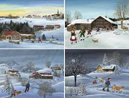 a series of four pictures of a winter scene