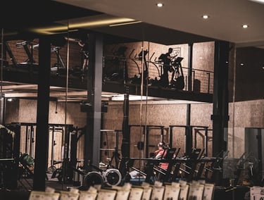 commercial gym with two levels