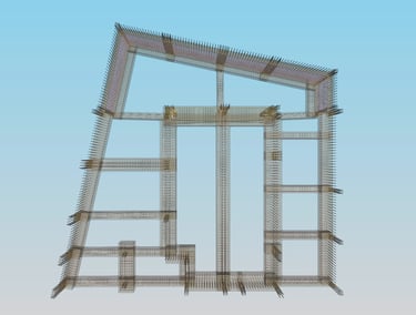 Projeto de Estabilidade. Vista 3D das armaduras da Fundação.