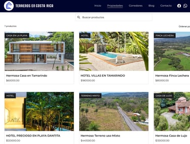 Terrenos, Lotes y fincas en Costa Rica, catálogo de terrenos en Costa Rica