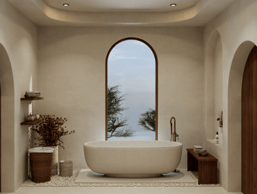 Luxury master bathroom design in private Dubai villa