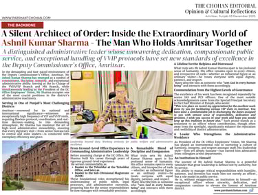 Ashnil Kumar Sharma working diligently at his desk in the Deputy Commissioner’s Office, Amritsar