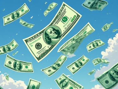 Dollars falling from the sky - Make it Rain!