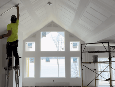 Owner, Cal, mudding residential ceiling