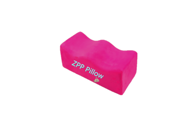 a pink plastic bag with a logo on it