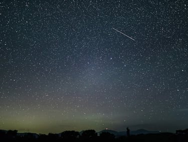 Starry night sky over mountains representing the cosmic blueprint & Vedic astrology destiny mapping.